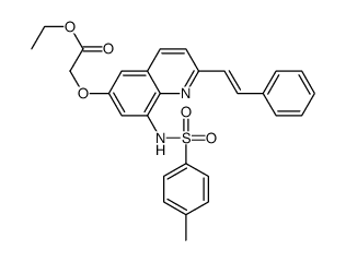 乙基2-(2-[(E)-2-苯基-1-乙烯基]-6-喹啉基氧基-8-p-甲苯磺酰氨基)乙酸酯结构式