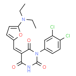 2,4,6(1H,3H,5H)-Pyrimidinetrione,1-(3,4-dichlorophenyl)-5-[[5-(diethylamino)-2-furanyl]methylene]- Structure