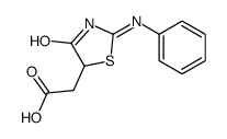 (2E)-4-氧代-2-(苯基亚氨基)-1,3-噻唑啉-5-基]乙酸结构式