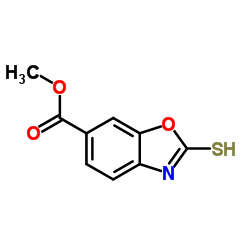2-Mercaptobenzooxazole-6-carboxylic acid methyl ester structure
