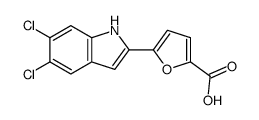 5-(5,6-二氯-1H-吲哚-2-基)-2-呋喃羧酸结构式