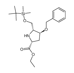 (2R,4S,5R)-ethyl-4-(benzyloxy)-5-(tert-butyl dimethyl silyloxy methyl)pyrrolidine-2-carboxylate Structure