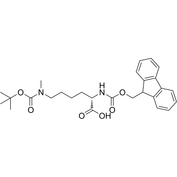N2-(((9H-芴-9-基)甲氧基)羰基)-N6-(叔丁氧羰基)-N6-甲基-L-赖氨酸结构式