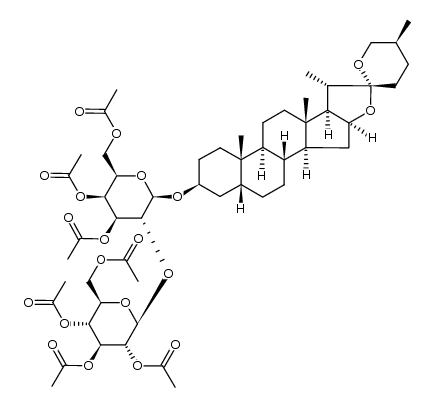 sarsasapogenyl 2,3,4,6-tetra-O-acetyl-β-D-glucopyranosyl-(1->2)-3,4,6-tri-O-acetyl-β-D-galactopyranoside Structure