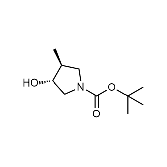 (3R,4S)-3-羟基-4-甲基吡咯烷-1-羧酸叔丁酯结构式