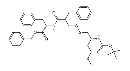 benzyl (2-benzyl-3-(((S)-2-((tert-butoxycarbonyl)amino)-4-(methylthio)butyl)disulfanyl)propanoyl)-L-phenylalaninate结构式