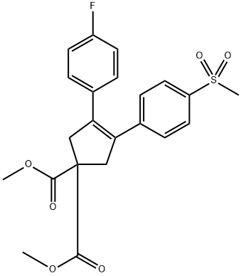 Dimethyl 3-(4-fluorophenyl)-4-(4-(methylsulfonyl)phenyl)cyclopent-3-ene-1,1-dicarboxylate Structure