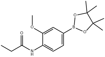 3-甲氧基-4-丙酰胺基苯硼酸频哪醇酯结构式
