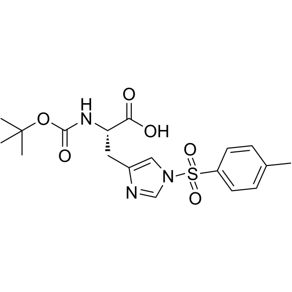 N-叔丁氧羰基-N(咪唑)-(4-甲基苯磺酰基)-L-组氨酸结构式