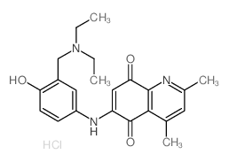 5,8-Quinolinedione,6-[[3-[(diethylamino)methyl]-4-hydroxyphenyl]amino]-2,4-dimethyl-,hydrochloride (1:2)结构式