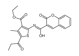 ethyl 4-methyl-2-[(2-oxochromene-3-carbonyl)amino]-5-propanoylthiophene-3-carboxylate Structure