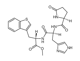 3-benzo[b]thiophen-3-yl-2-[Nα-(5-oxo-prolyl)-histidylamino]-propionic acid methyl ester结构式