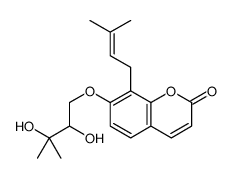 7-(2,3-dihydroxy-3-methylbutoxy)-8-(3-methylbut-2-enyl)chromen-2-one结构式