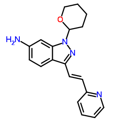 (E)-3-[2-(吡啶-2-基)乙烯基]-1-(四氢-2H-吡喃-2-基)-1H-吲唑-6-胺结构式