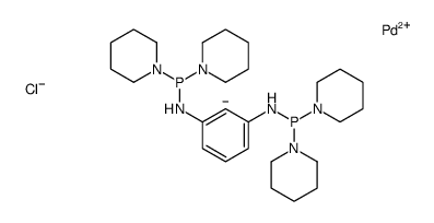 [2,6-双[(二-1-哌啶基膦)氨基]苯基]氯化钯(II)结构式