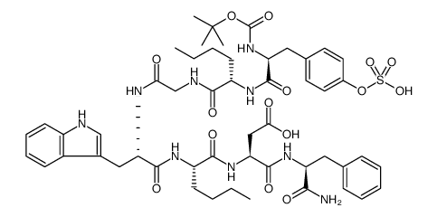 L-Phenylalaninamide, N-[(1,1-dimethylethoxy)carbonyl]-O-sulfo-L-tyrosyl-L-norleucylglycyl-L-tryptophyl-L-norleucyl-L-α-aspartyl结构式