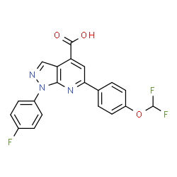 6-[4-(Difluoromethoxy)phenyl]-1-(4-fluorophenyl)pyrazolo[3,4-b]pyridine-4-carboxylic acid Structure
