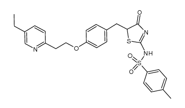 N-(5-{4-[2-(5-ethyl-pyridin-2-yl)ethoxy]benzyl}-4-oxo-4,5-dihydrothiazol-2-yl)-4-methylbenzenesulfonamide结构式
