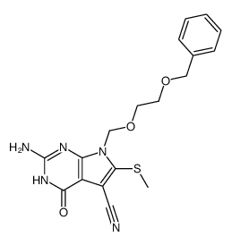 2-amino-5-cyano-6-(methylthio)-7-((2-(benzyloxy)ethoxy)methyl)pyrrolo(2,3-d)pyrimidin-4-one Structure