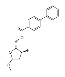 甲基2,3-二脱氧-3-氟-5-O-(4-苯基苯甲酰基)-α-D-赤型-呋喃戊糖苷结构式