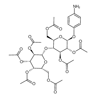 4-aminophenyl 4-O-(2,3,4,6-tetra-O-acetyl-β-D-galactopyranosyl)-2,3,6-tri-O-acetyl-β-D-glucopyranoside Structure