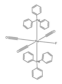 trans-tricarbonyl(fluoro)bis(triphenylphosphine)rhenium Structure