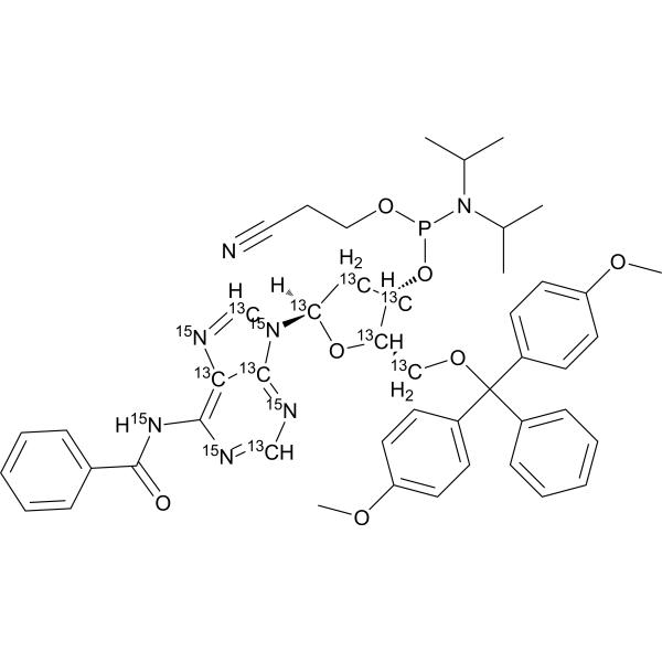 DMT-dA(bz) Phosphoramidite-13C10,15N5结构式