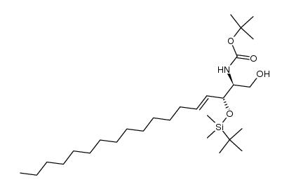 tert-butyl (2S,3R,E)-2-(tert-butyldimethylsiloxy)-1-hydroxyoctadec-4-en-2-ylcarbamate结构式