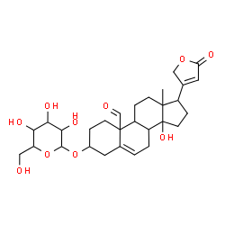 3β-(β-D-Glucopyranosyloxy)-14-hydroxy-19-oxocarda-5,20(22)-dienolide结构式