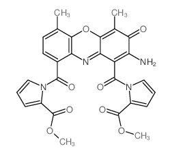 1H-Pyrrole-2-carboxylicacid,1,1'-[(2-amino-4,6-dimethyl-3-oxo-3H-phenoxazine-1,9-diyl)dicarbonyl]bis-,dimethyl ester (9CI) Structure