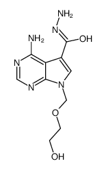 4-amino-7-(2-hydroxyethoxymethyl)pyrrolo[2,3-d]pyrimidine-5-carbohydrazide Structure