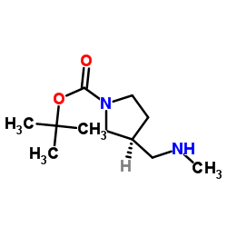 (3S)-3-[(甲基氨基)甲基]-1-吡咯烷羧酸叔丁酯结构式