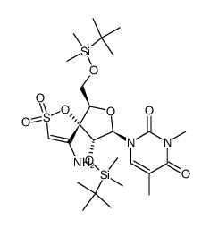 1-(2',5'-bis-O-(tert-butyldimethylsilylribofuranosyl)-3-N-methylthymine)-3'-spiro-5''-(4''-amino-1'',2''-oxathiole-2'',2''-dioxide)结构式