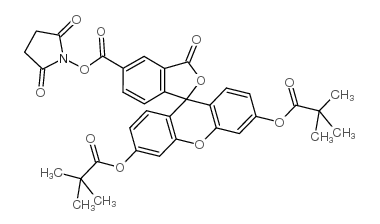 5-羧基荧光黄二三甲基乙酸盐 n-羟基琥珀酰亚胺酸酯结构式