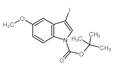 3-碘-5-甲氧基-1H-吲哚-1-羧酸叔丁酯结构式
