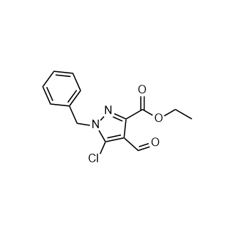 1-苄基-5-氯-4-甲酰基-1H-吡唑-3-羧酸乙酯结构式