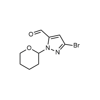 3-溴-1-(四氢-2H-吡喃-2-基)-1H-吡唑-5-甲醛结构式