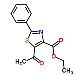 5-乙酰基-2-苯基噻唑-4-羧酸乙酯结构式