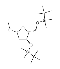 methyl 3,5-bis[O-(t-butyldimethylsilyl)]-2-deoxy-D-erythro-pentofuranoside结构式