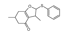 3,6-dimethyl-2-phenylsulfanyl-3,5,6,7-tetrahydro-2H-1-benzofuran-4-one结构式