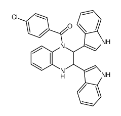 (4-chlorophenyl)(2,3-di(1H-indol-3-yl)-3,4-dihydroquinoxalin-1(2H)-yl)methanone Structure