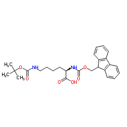 N-alpha-芴甲氧羰基-N-epsilon-叔丁氧羰基-D-赖氨酸结构式