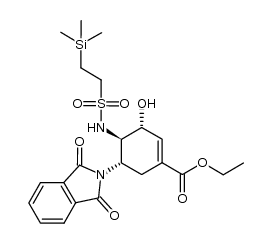 (3R,4R,5S)-ethyl 5-(1,3-dioxoisoindolin-2-yl)-3-hydroxy-4-(2-(trimethylsilyl)ethylsulfonamido)cyclohex-1-enecarboxylate结构式