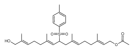 (2E,6E,10E,14E)-16-hydroxy-3,7,11,15-tetramethyl-9-(toluene-4-sulfonyl)hexadeca-2,6,10,14-tetraenyl acetate结构式