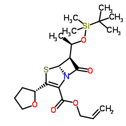 (5R,6S)-Allyl 6-((R)-1-((tert-butyldimethylsilyl)oxy)ethyl)-7-oxo-3-((R)-tetrahydrofuran-2-yl)-4-thia-1-azabicyclo[3.2.0]hept-2-ene-2-carboxylate Structure