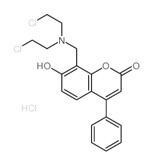 2H-1-Benzopyran-2-one,8-[[bis(2-chloroethyl)amino]methyl]-7-hydroxy-4-phenyl-, hydrochloride (1:1) Structure