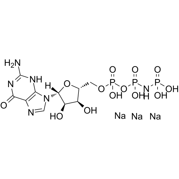 鸟苷5′-[β,γ-亚氨基]三磷酸 三钠盐 水合物结构式