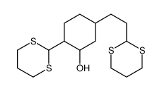 2-(1,3-dithian-2-yl)-5-[2-(1,3-dithian-2-yl)ethyl]cyclohexan-1-ol结构式