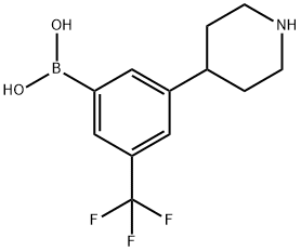 3-Trifluoromethyl-5-(piperidin-4-yl)phenylboronic acid Structure