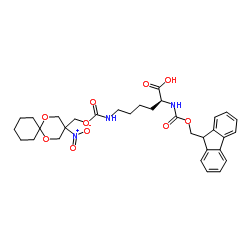 N2-[(9H-芴-9-基甲氧基)羰基]-N6-[[(3-硝基-1,5-二氧杂螺[5.5]十一烷-3-基)甲氧基]羰基]-L-赖氨酸结构式